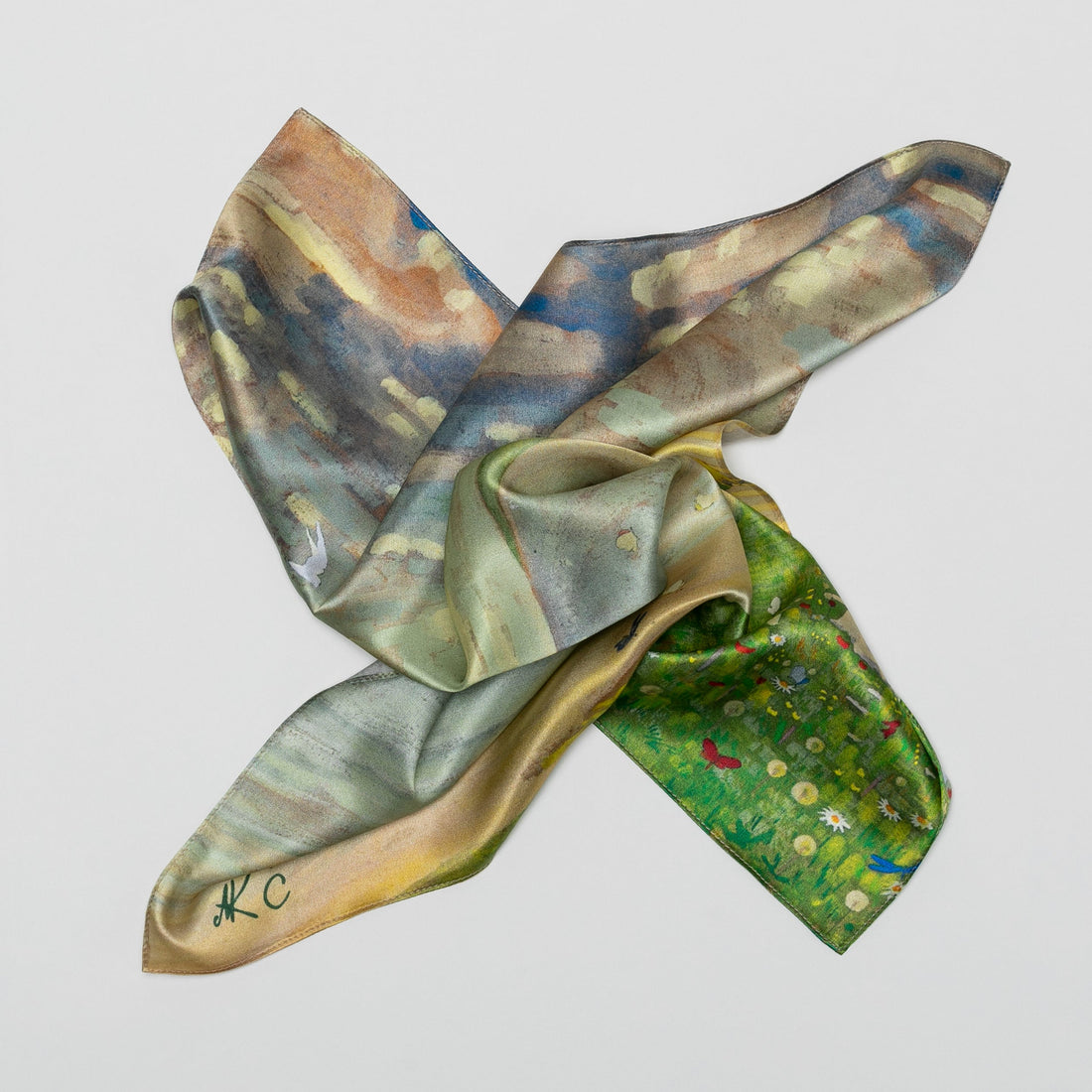 Large silk scarf - Angels (Paradise)